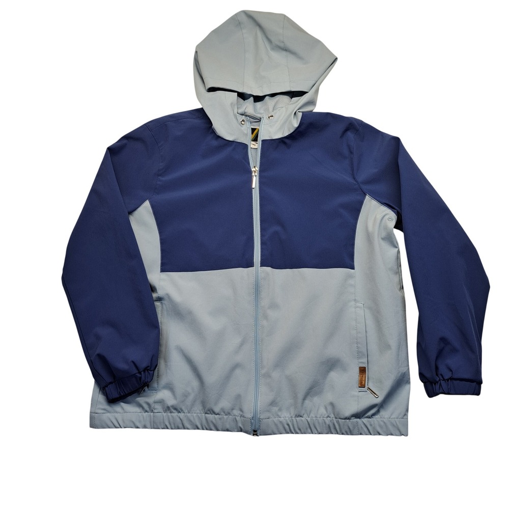 Voyager Windbreaker Jacket Men Small Blue Excellent Colorblock Hooded Mesh Lined